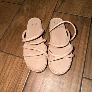 A New Day Women's Cream Strappy Sandals
